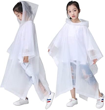 Hlkzone Rain Poncho for Kids, [2 pack] Eva Kids Rain Canot Rain Rain Coat Cashing para crianças,