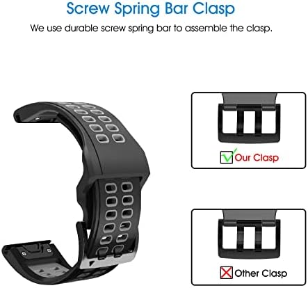 Lapps Silicone Watch Band Compatível com Fenix ​​7x, Fenix ​​6x, Fenix ​​5x, 26mm de liberação rápida