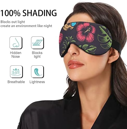 Máscara de olho do sono unissex Hawaii-pinexle-skull-Floral Night Sleeping Mask